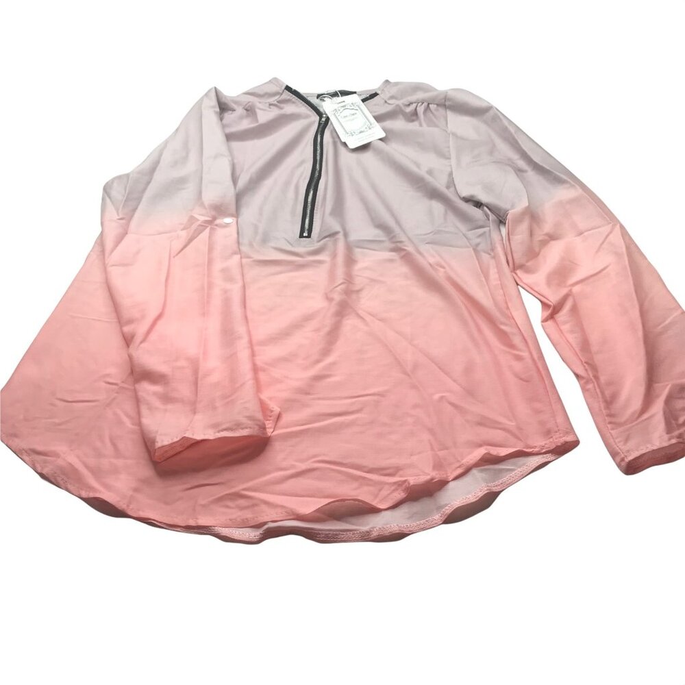 Couer De Vague Women's Medium Long Sleeve Blouse Beige Peach New With Tags